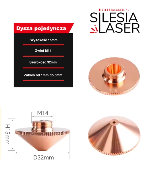 Dysza do lasera fiber pojedyncza M14 H15 D32