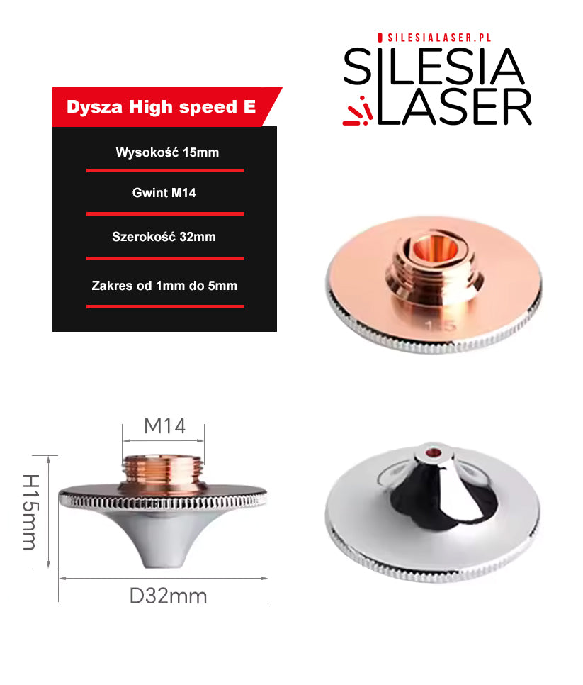 Dysza do lasera fiber podwójna High Speed E M14 H15 D32