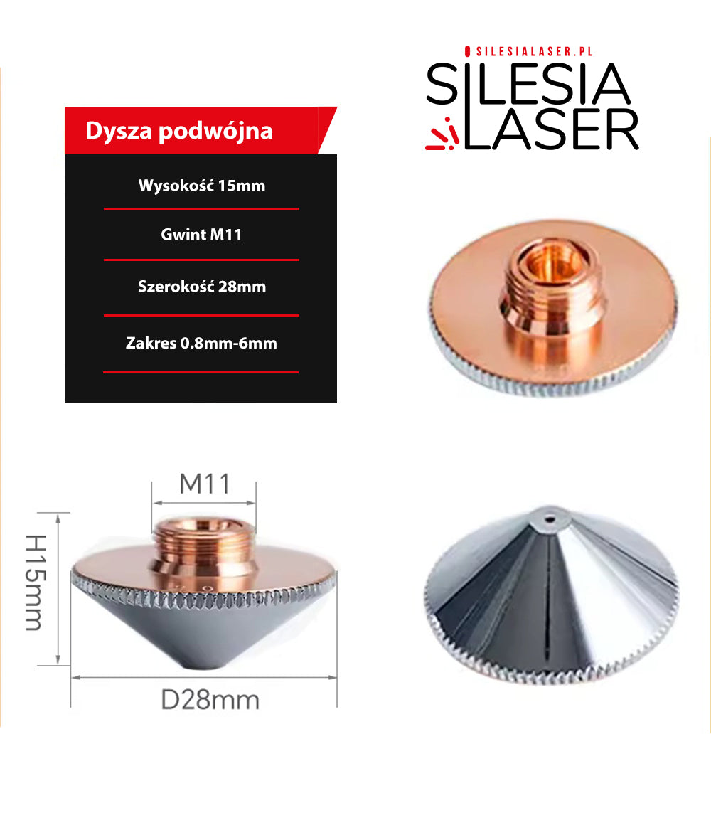 Dysza do lasera fiber podwójna M11 H15