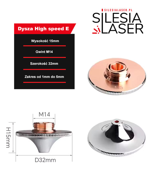 Dysza do lasera fiber podwójna High Speed E M14 H15 D32